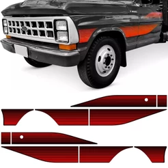 Kit Faixa Decorativa Adesivo Lateral Camionete F-4000 F4000 1989 1990 1991 Vermelho
