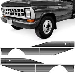 Kit Faixa Decorativa Adesivo Lateral Camionete F-4000 F4000 1989 1990 1991 Cinza
