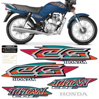 Kit Adesivo Tanque Moto Cg Titan 125 1999 99 Faixa Azul Perolizado