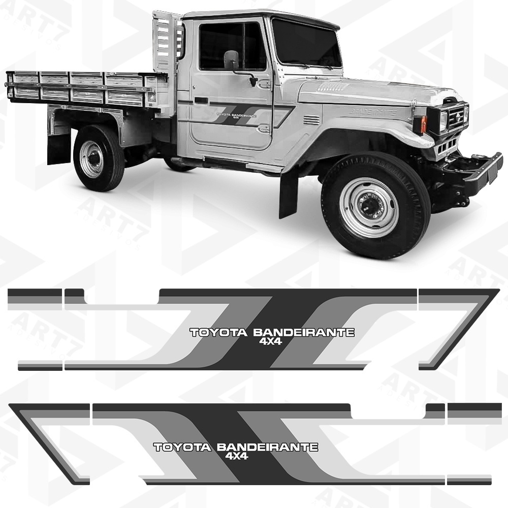 Kit 2 Adesivo Faixa Lateral Bandeirante 4x4 Cinza Sem Carroceria
