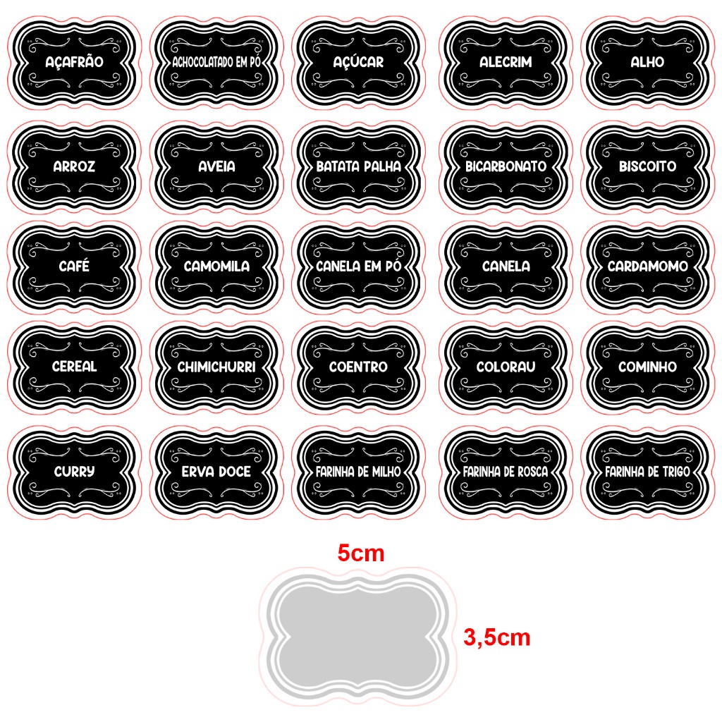 50 Adesivos Para Pote Organizador Tempero Mantimento Condimento 5x3,5cm · foto 2