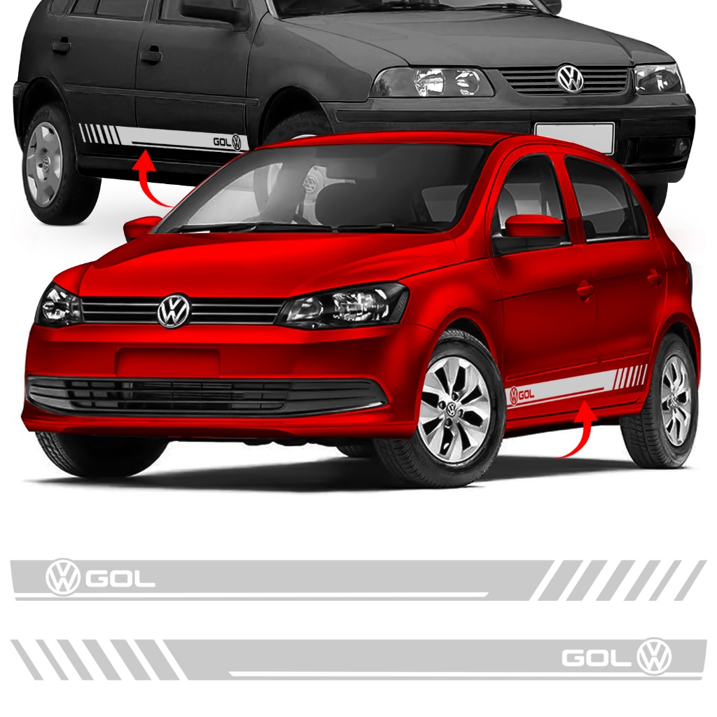 Kit Adesivo Decorativo Lateral Porta Gol G2 G3 G4 G5 G6 Faixa Porta Prata