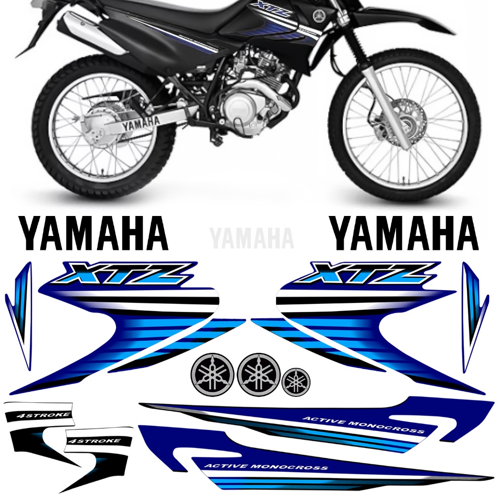 Kit Adesivo Xtz 125 2007 Azul Moto Faixa Emblema Jogo