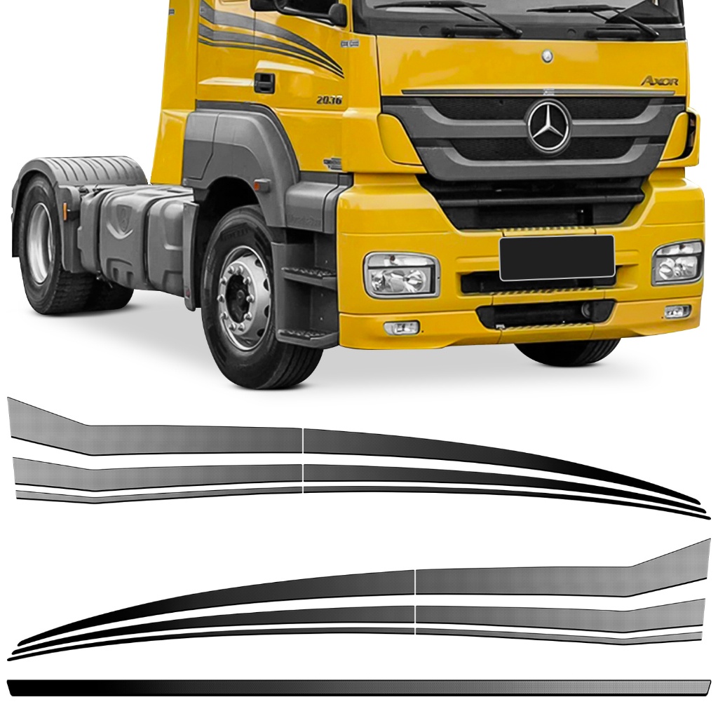Kit Adesivo Faixa Lateral e Frontal Caminhão Axor 1933 2544 2644 2041 2536 Ano 2019