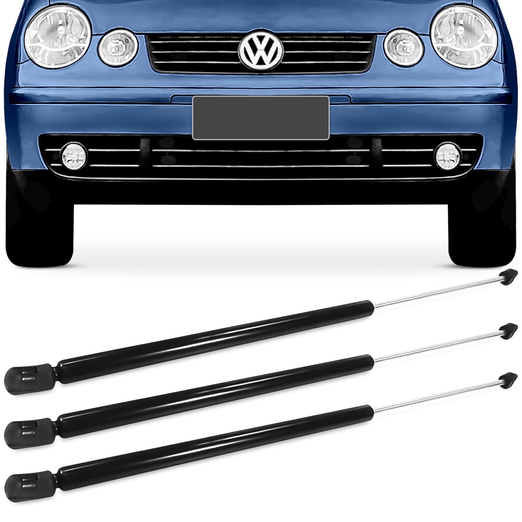 Kit 3 Amortecedores Capo e Porta Malas Polo Hatch 2001 A 2007 Tampa Traseira