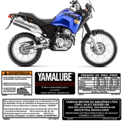 Kit 5 Adesivos Etiqueta Tenere Moto Compatível Yamalube Advertência Tanque Pressão dos Pneu