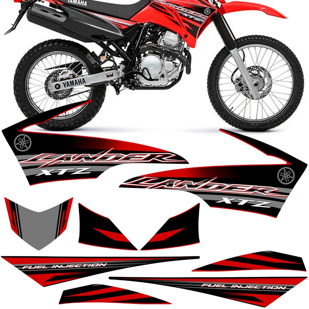 Kit Adesivo Vinil Automotivo Faixa Moto Lander Xtz 250 Vermelho 2014 Motocicleta