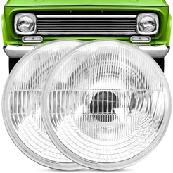 Par Bloco Ótico Farol C10 D10 C14 A10 1968 A 1985 Lente Vidro Estriada Com Vigia
