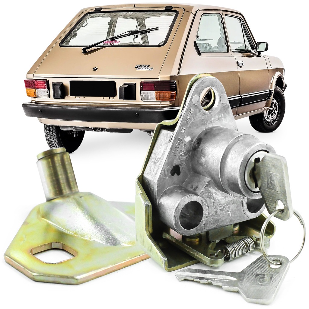 Kit Fechadura do Porta Malas Tampa Traseira + Batente Fiat 147 1976 A 1987 Com Chave