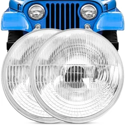 Par Bloco Ótico Farol Jeep Willys Lente Vidro Estriada Sem Vigia