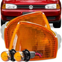 Kit Lanterna Pisca Gol Parati Saveiro Bola G2 1995 A 1999 Ambar Encaixe Arteb + Soquete Lampada 2 Polos Meia Luz na Seta