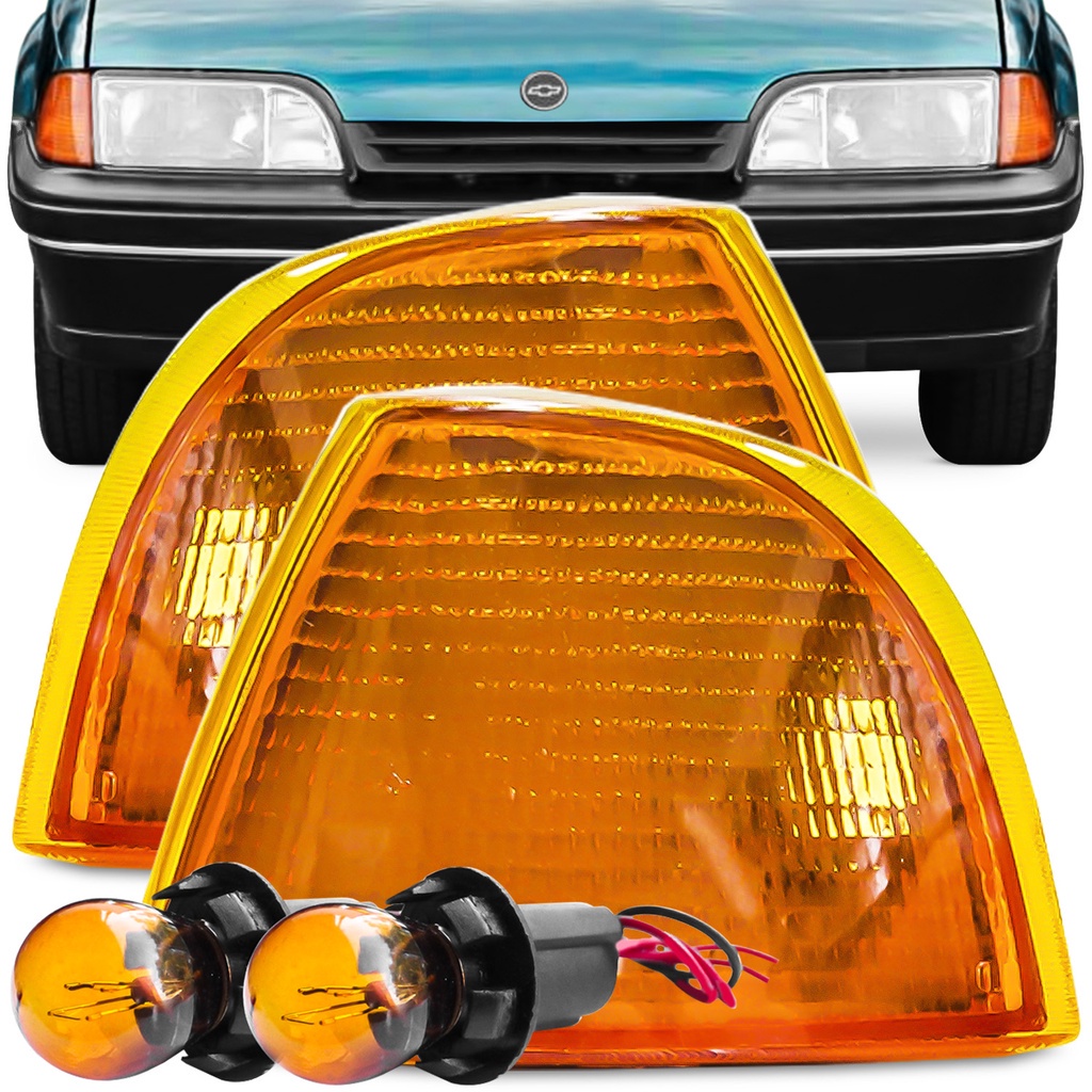 Kit Lanterna Diant Pisca Monza Tubarão 1991 A 1996 Ambar Encaixe Cibie + Soquete Lampada 2 Polos Meia Luz Seta Conjugado