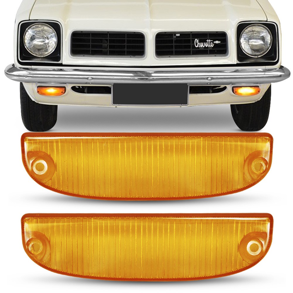 Par Lente da Lanterna Dianteira Chevette 1973 74 75 76 77 78 79 80 81 1982 Pisca Seta Ambar