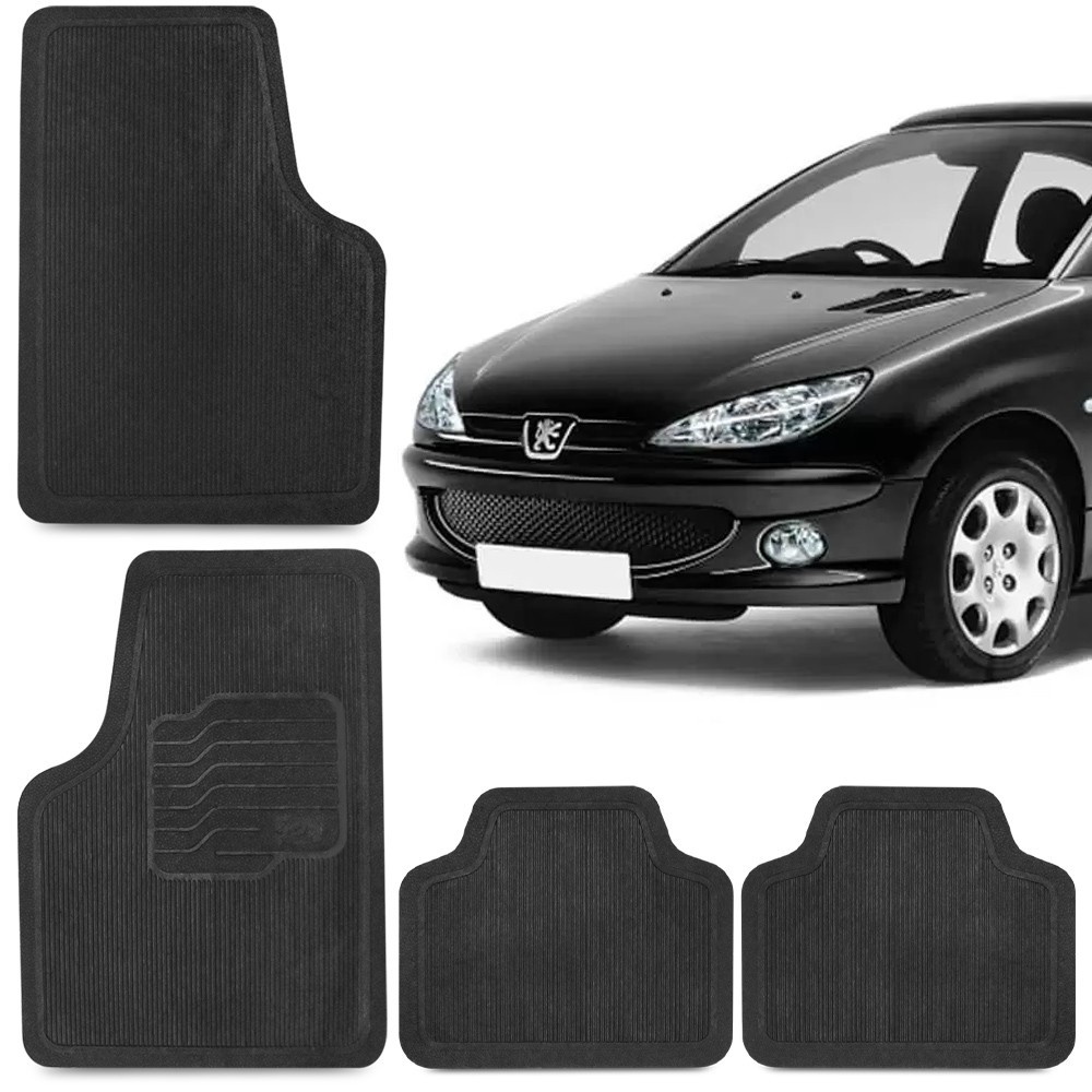 Jogo Tapete de Borracha Para Peugeot 206 1999 A 2012 100% Reciclavel 4 Peças