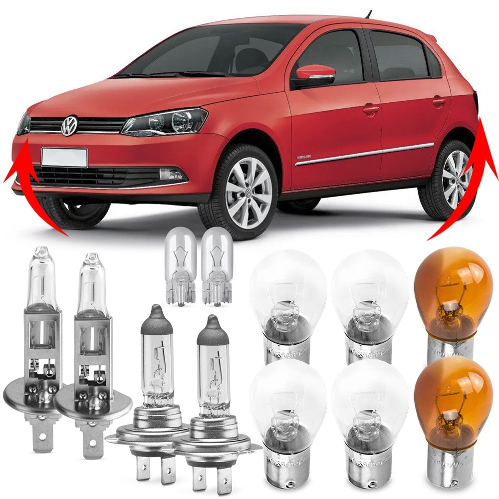 Kit Lampada Para Farol e Lanterna Traseira Gol G6 2012 2013 2014 2015 2016 Comum Halogena Jogo Foco Duplo