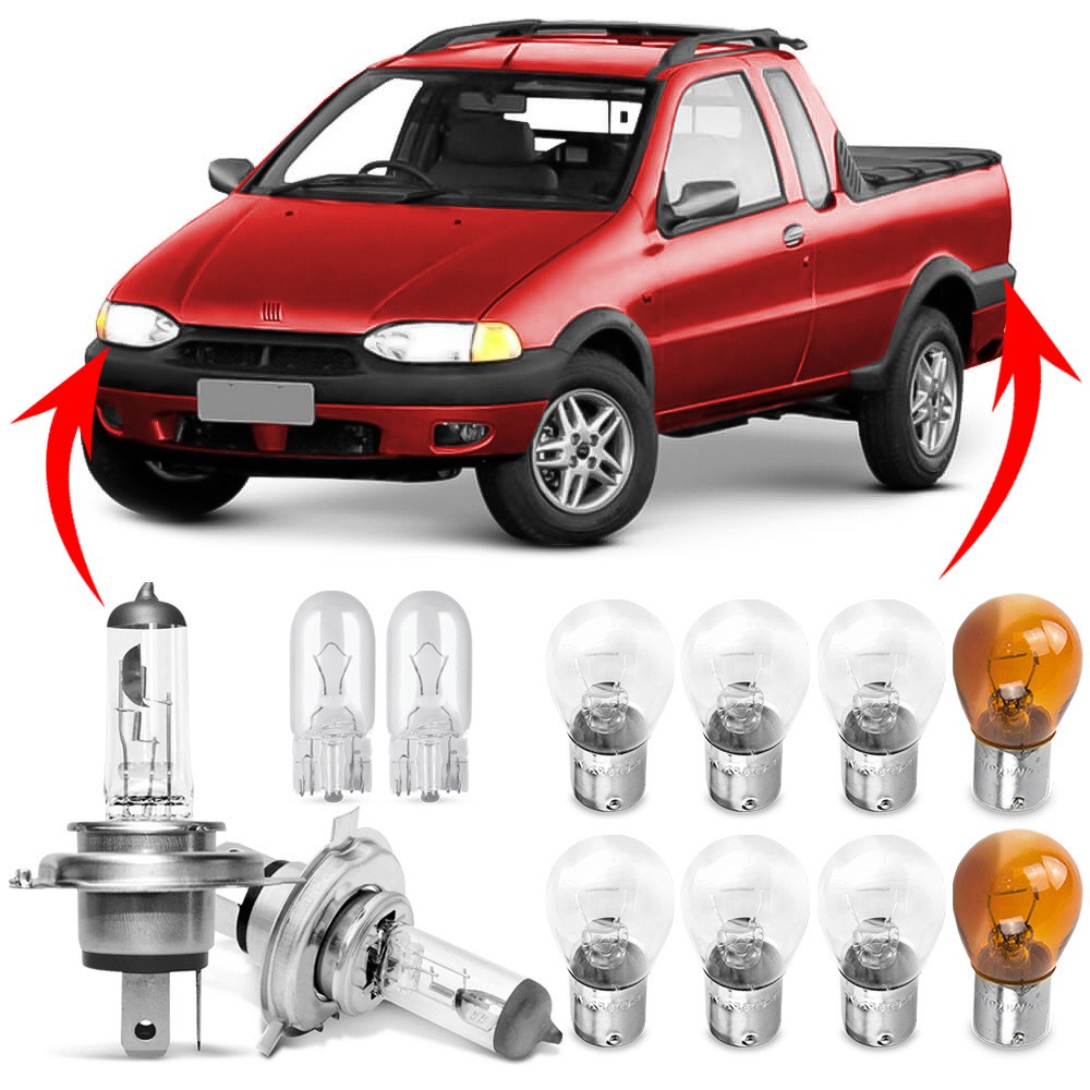 Kit Lampada Para Farol e Lanterna Traseira Strada 1996 1997 1998 1999 2000 Comum Halogena Jogo