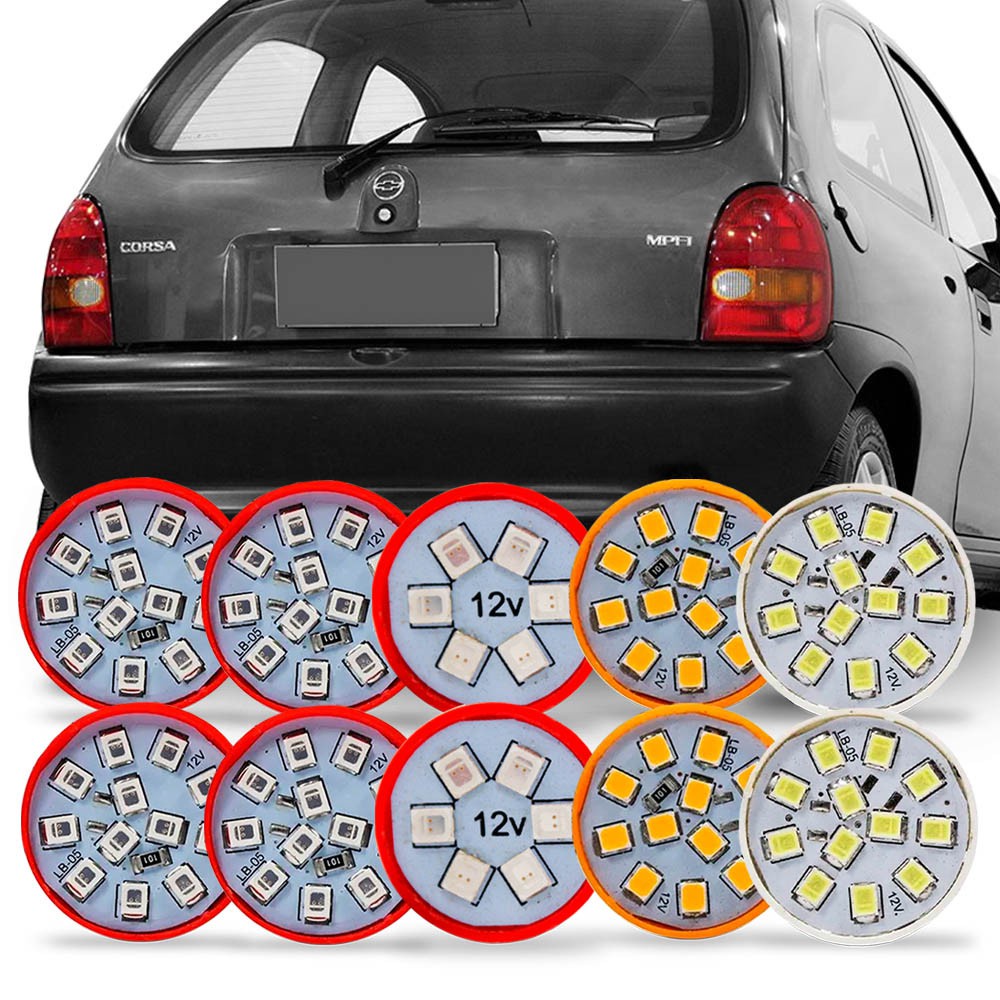 Kit 10 Lampadas de Led Para Lanterna Traseira Corsa Wind 1994 1995 1996 1997 1998 1999