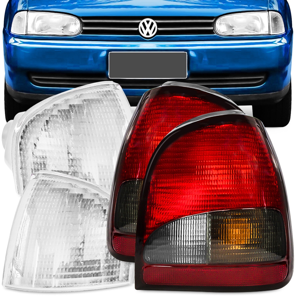 Kit Lanterna Traseira Gol Bola Gti G2 1995 A 1999 + Lanterna Dianteira Pisca Seta Cristal
