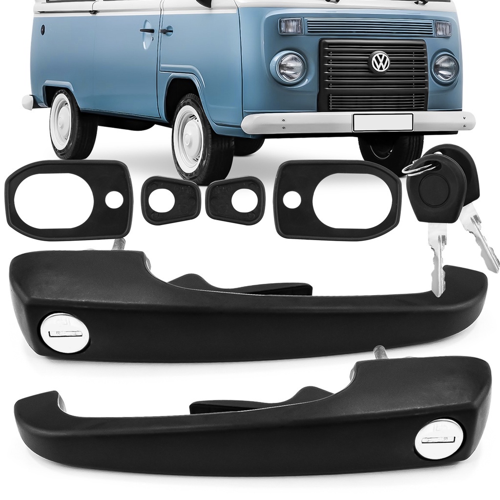 Maçaneta de Porta Dianteira Kombi 1975 A 2013 Clipper 1977 A 2013 Preto Com Chave