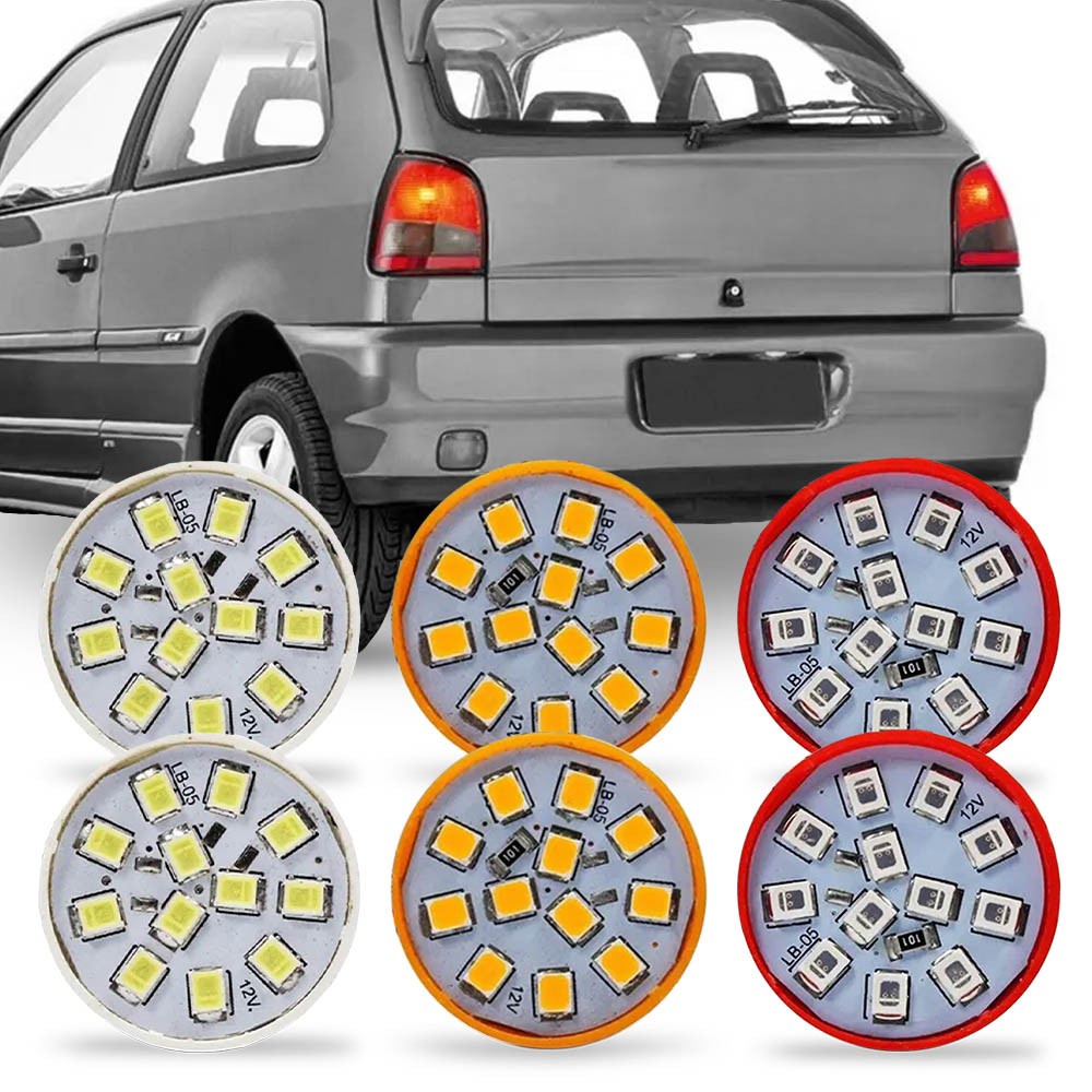 Kit 6 Lampadas de Led Para Lanterna Traseira Gol Bola G2 1995 1996 1997 1998 1999