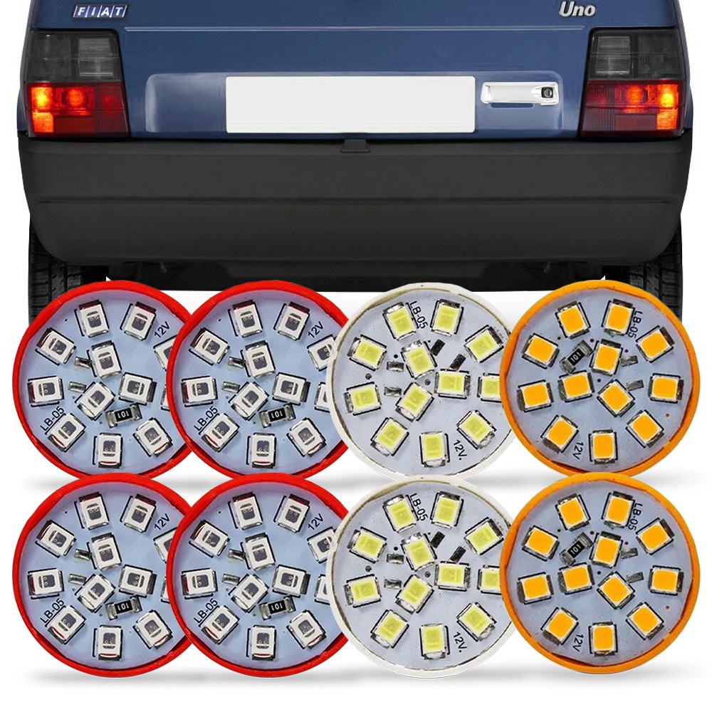 Jogo 8 Lampadas Led Para Lanterna Traseira Uno 1984 85 86 87 88 89 90 91 92 93 94 95 96 97 98 99 00 01 02 2003