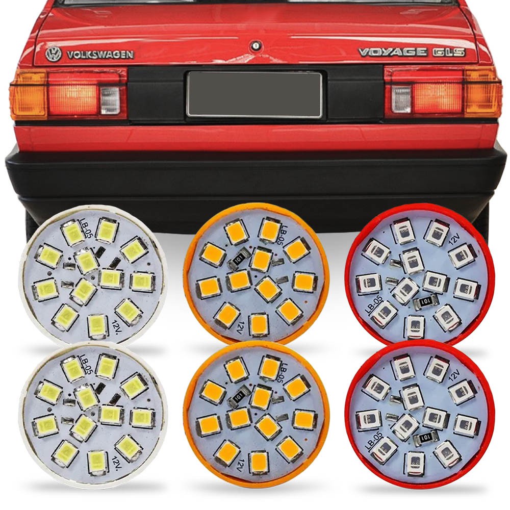 Kit 6 Lampadas de Led Para Lanterna Traseira Voyage Quadrado 1985 86 87 88 89 1990