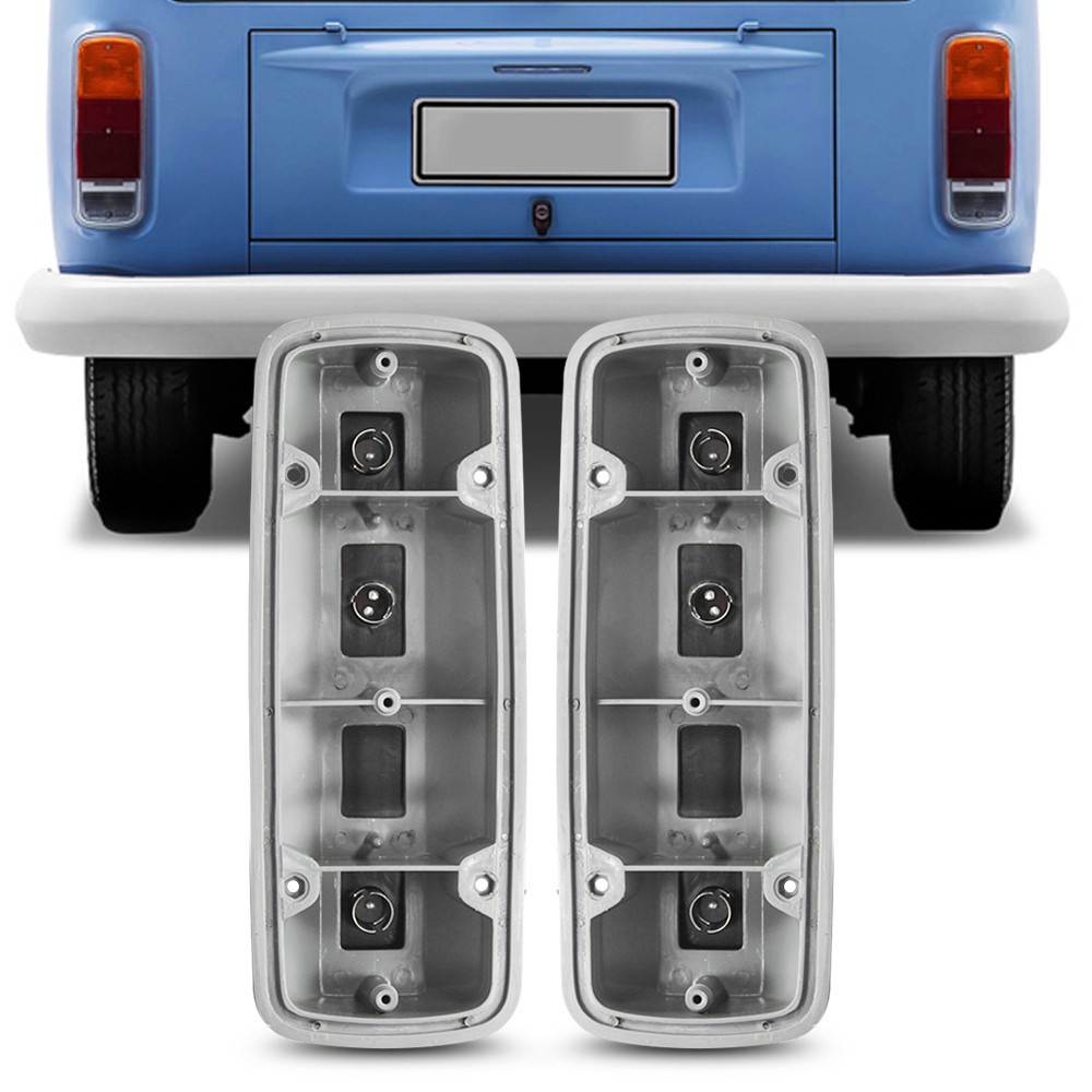 Par Carcaça Da Lanterna Traseira Com Soquete Kombi Clipper 1976 A 2014