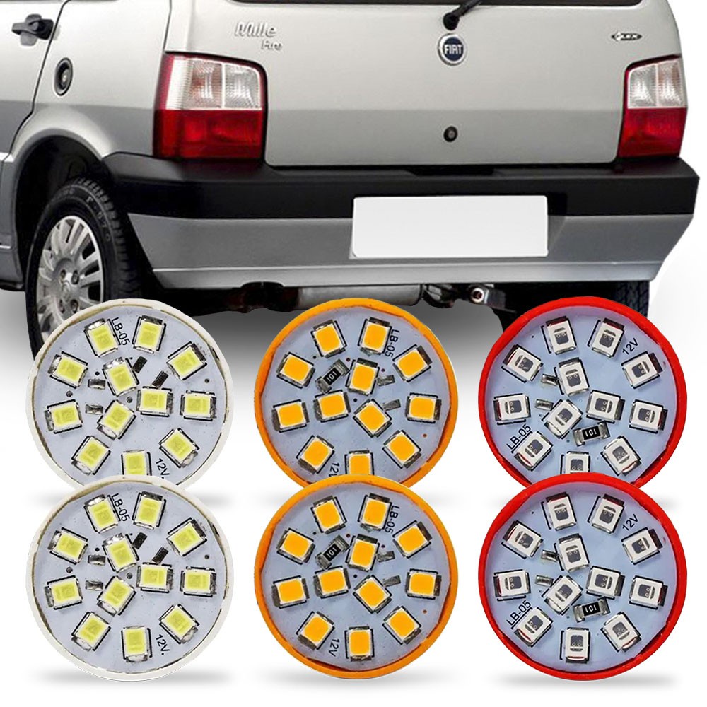 Kit 6 Lampadas de Led Para Lanterna Traseira Uno 2004 05 06 07 08 09 10 11 12 2013