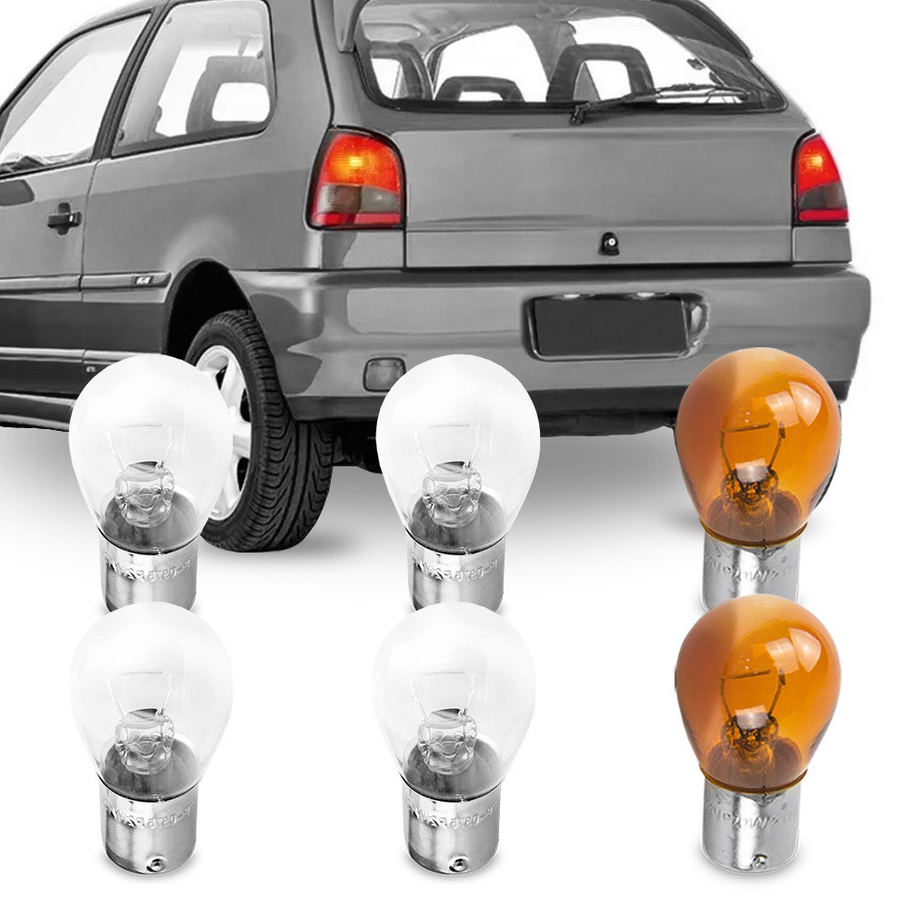 Jogo 6 Lampadas Comum Para Lanterna Traseira Gol Bola G2 1995 1996 1997 1998 1999