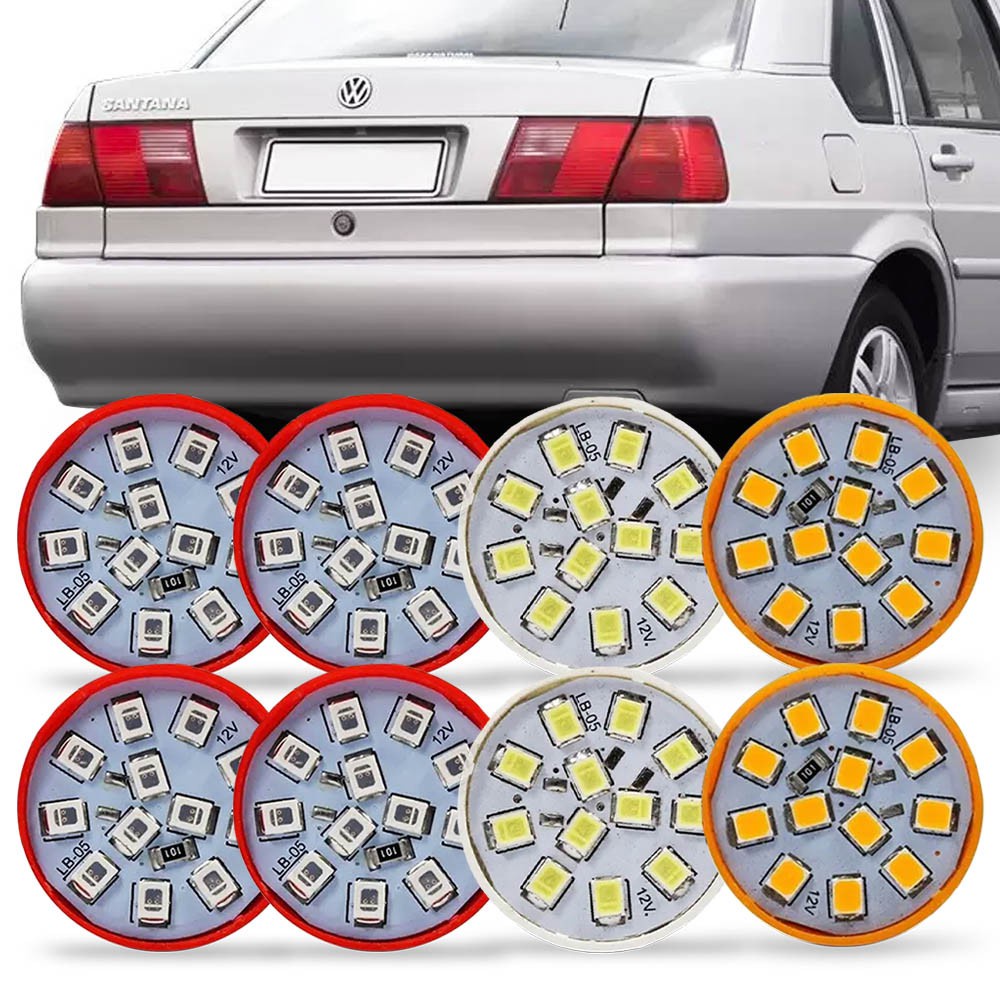Kit 8 Lampadas de Led Para Lanterna Traseira Santana 1999 2000 2001 2002 2003 2004 2005 2006