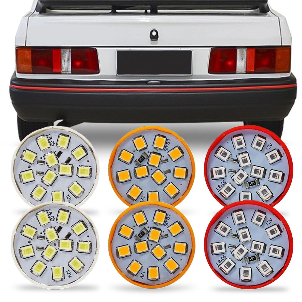Kit 6 Lampadas de Led Para Lanterna Traseira Escort 1987 A 1992 Hobby 1992 A 1996