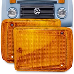 Par Lente da Lanterna Dianteira Kombi Clipper 1976 A 2014 Pisca Seta Ambar