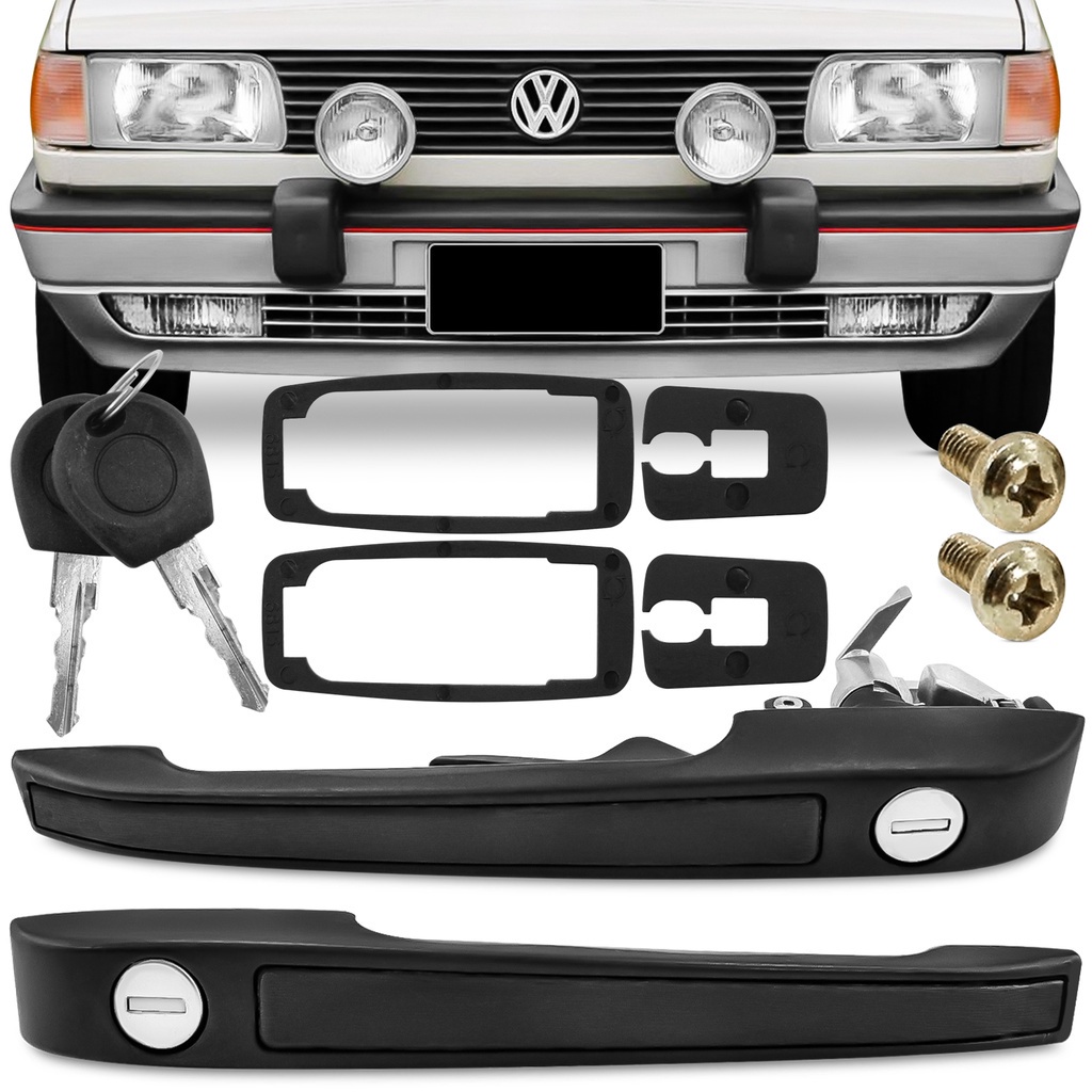 Kit Maçaneta Gol Voyage Parati Saveiro Quadrado 1987 A 1996 Santana Quantum 1984 A 1991 Friso Preto