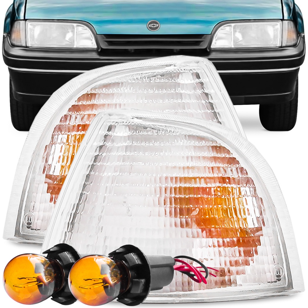 Kit Lanterna Pisca Monza Tubarão 1991 A 1996 Cristal Encaixe Cibie + Soquete Lampada 2 Polos Meia Luz na Seta Conjugado