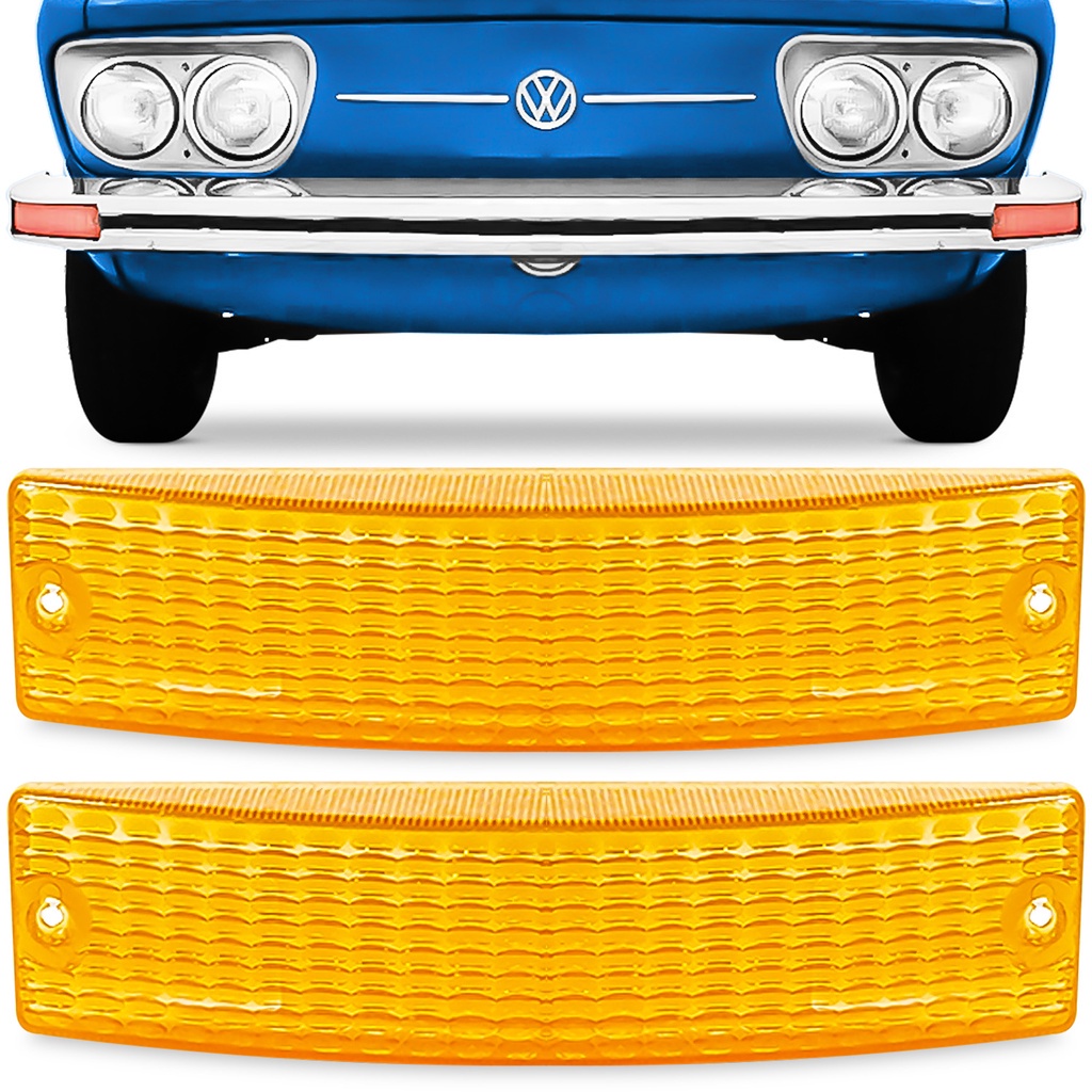 Par Lente da Lanterna Dianteira Brasilia Variant 1973 1974 1975 1976 1977 Pisca Seta Ambar