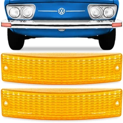 Par Lente da Lanterna Dianteira Brasilia Variant 1973 1974 1975 1976 1977 Pisca Seta Ambar