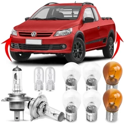 Kit Lampada Para Farol e Lanterna Traseira Saveiro G5 2010 2011 2012 2013 2014 2015 2016 Comum Halogena Jogo Foco Simples