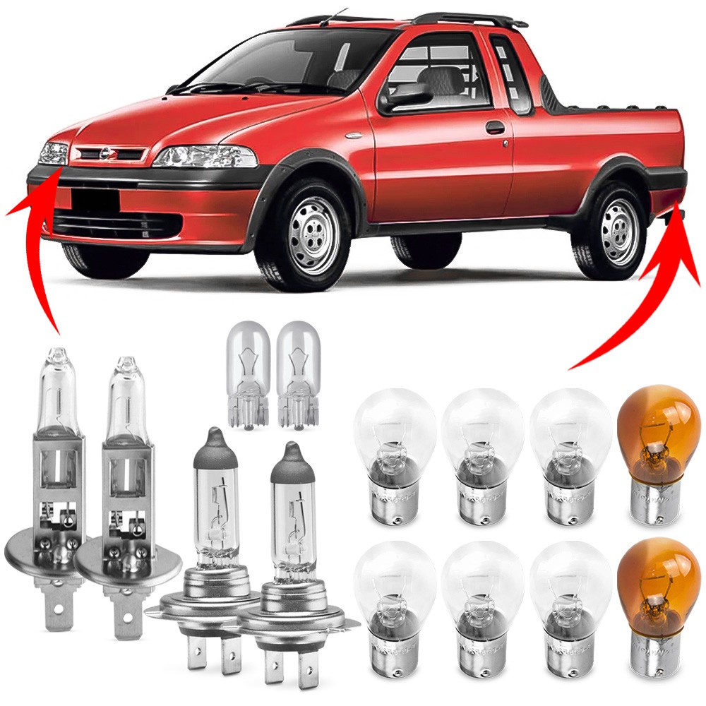 Kit Lampada Para Farol e Lanterna Traseira Strada 2001 2002 2003 2004 2005 2006 Comum Halogena Jogo