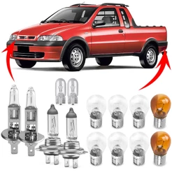 Kit Lampada Para Farol e Lanterna Traseira Strada 2001 2002 2003 2004 2005 2006 Comum Halogena Jogo