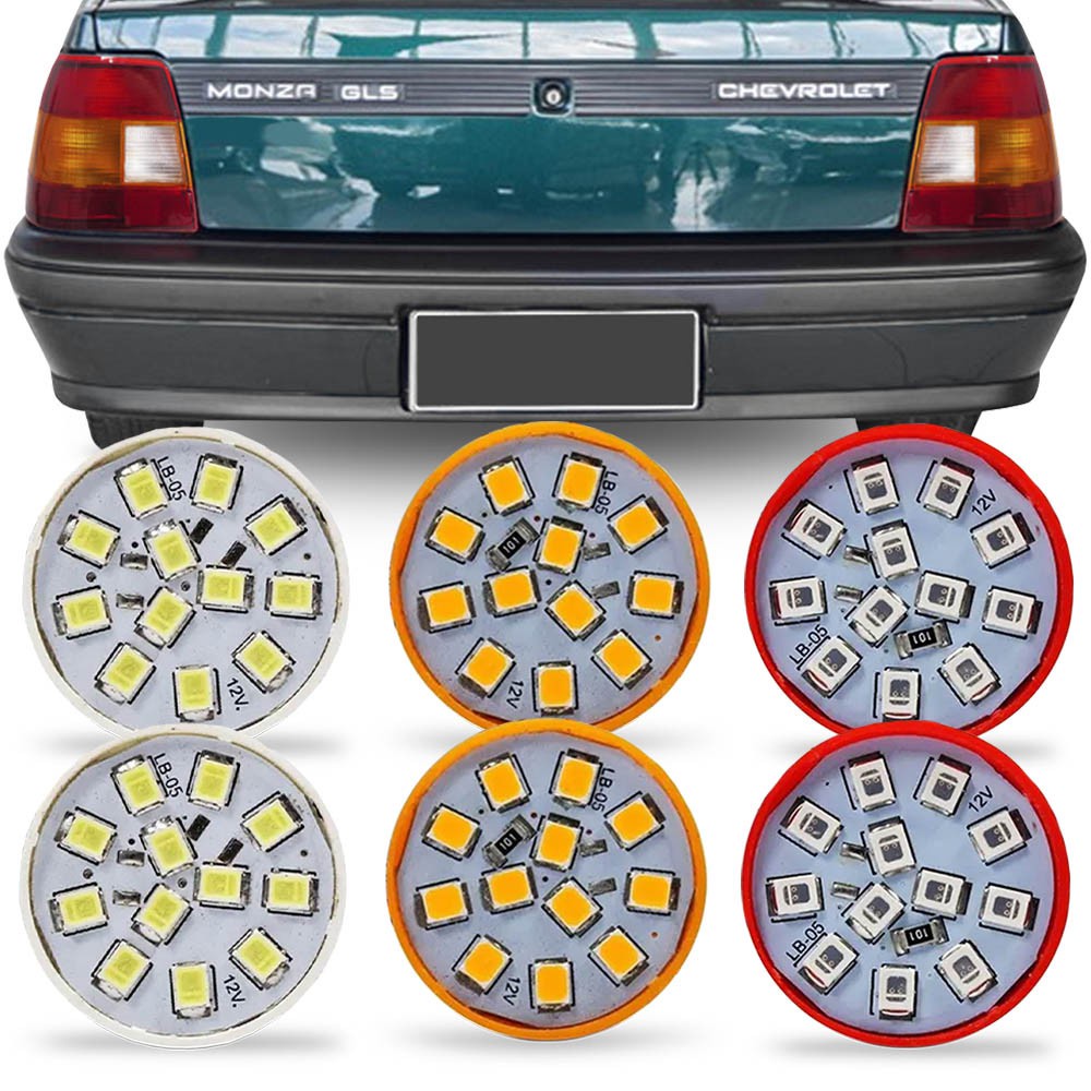 Kit 6 Lampadas de Led Para Lanterna Traseira Monza Tubarao 1991 1992 1993 1994 1995 1996