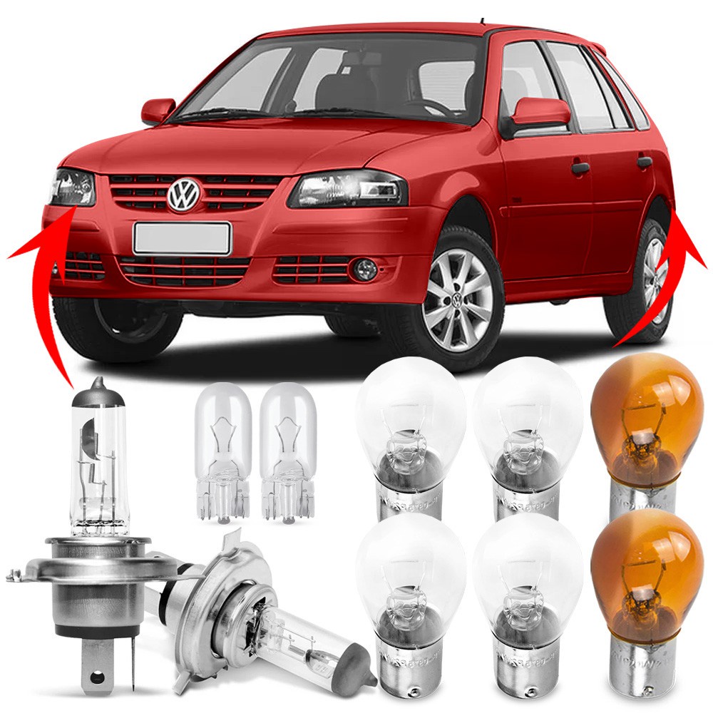 Kit Lampada Para Farol e Lanterna Traseira Gol G4 2006 2007 2008 2009 2010 Comum Halogena Jogo