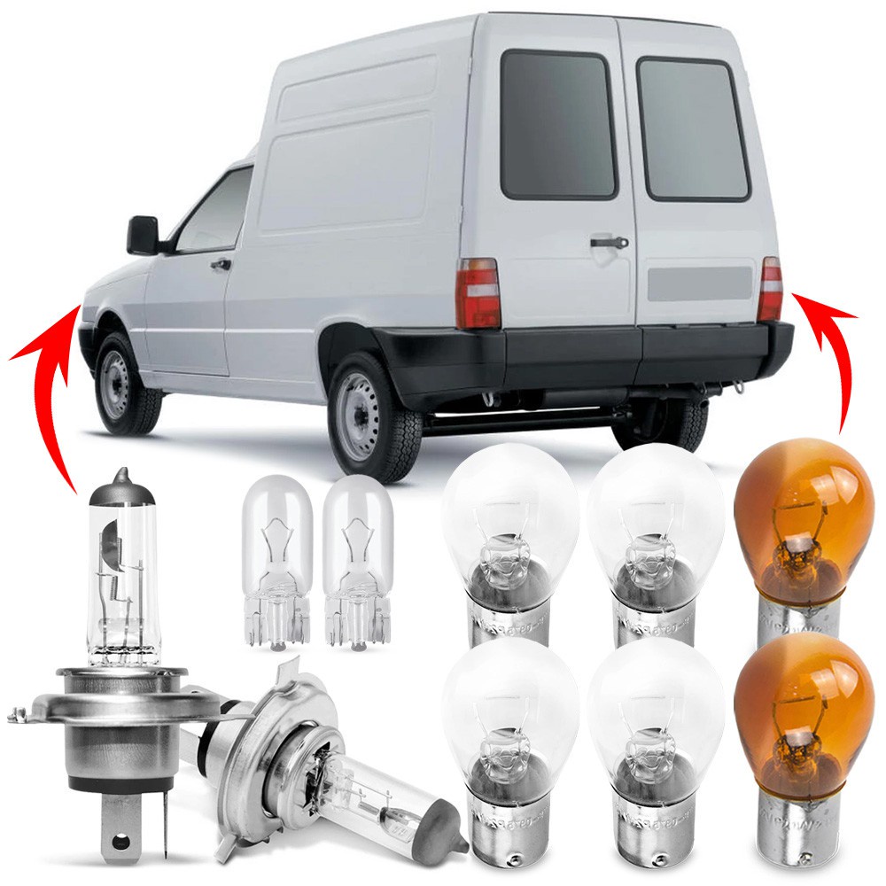 Kit Lampada Para Farol e Lanterna Traseira Fiorino 2004 2005 2006 2007 2008 2009 2010 Comum Halogena Jogo