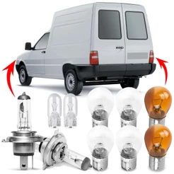 Kit Lampada Para Farol e Lanterna Traseira Fiorino 2004 2005 2006 2007 2008 2009 2010 Comum Halogena Jogo