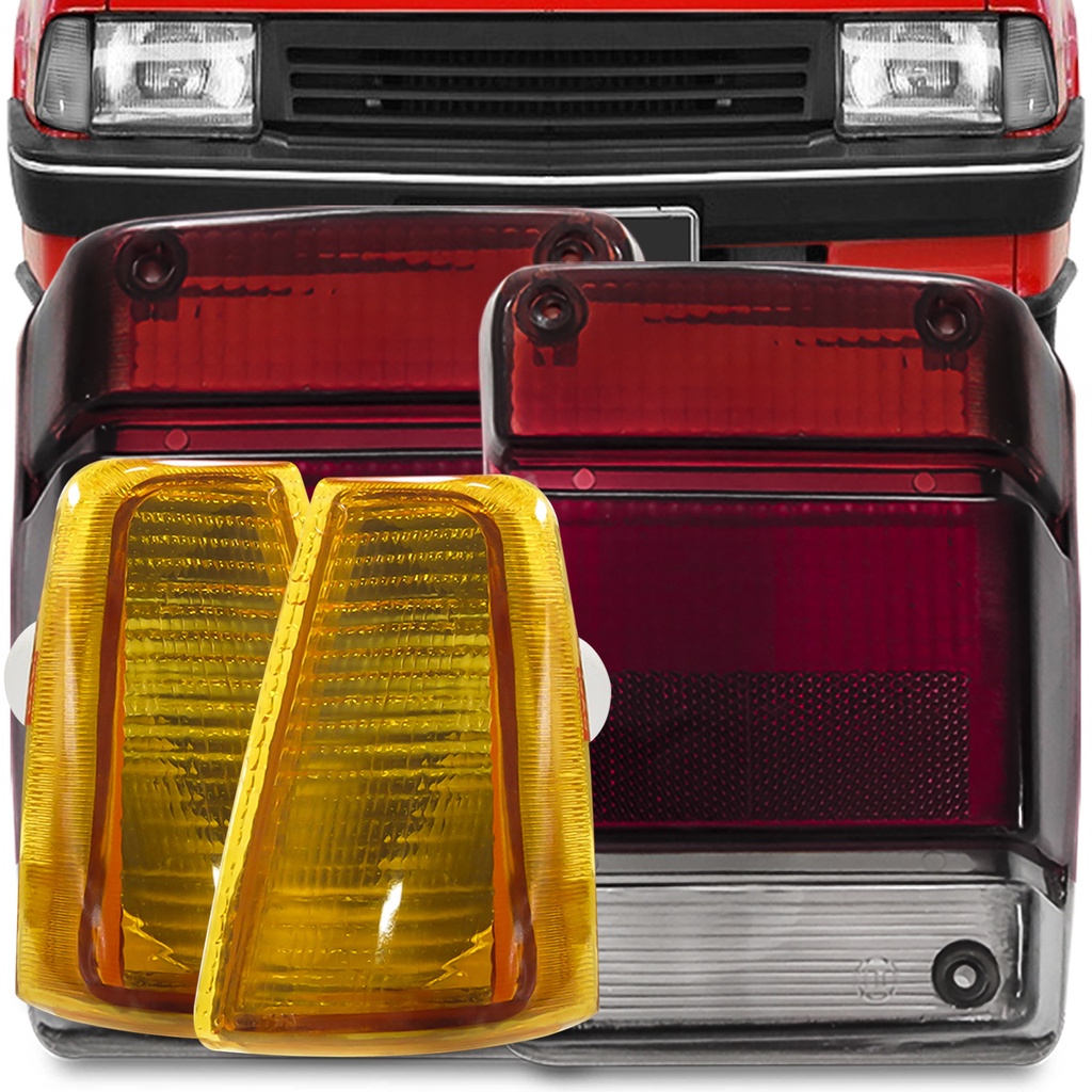 Kit Lente da Lanterna Traseira Marajo Chevy 1983 A 1994 Fume + Lanterna Dianteira Pisca Seta Ambar