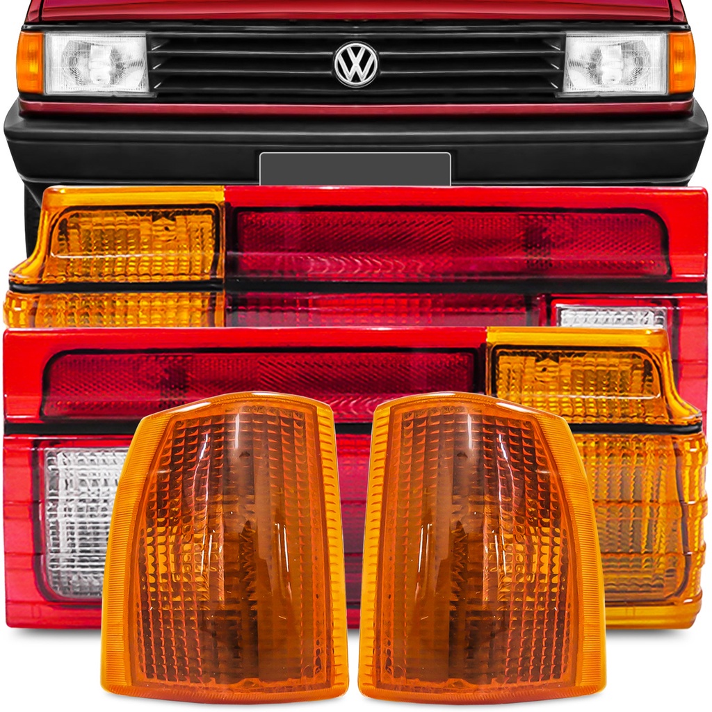 Kit Lanterna Traseira Voyage 1987 1988 1989 1990 Tricolor + Lanterna Dianteira Pisca Seta Ambar