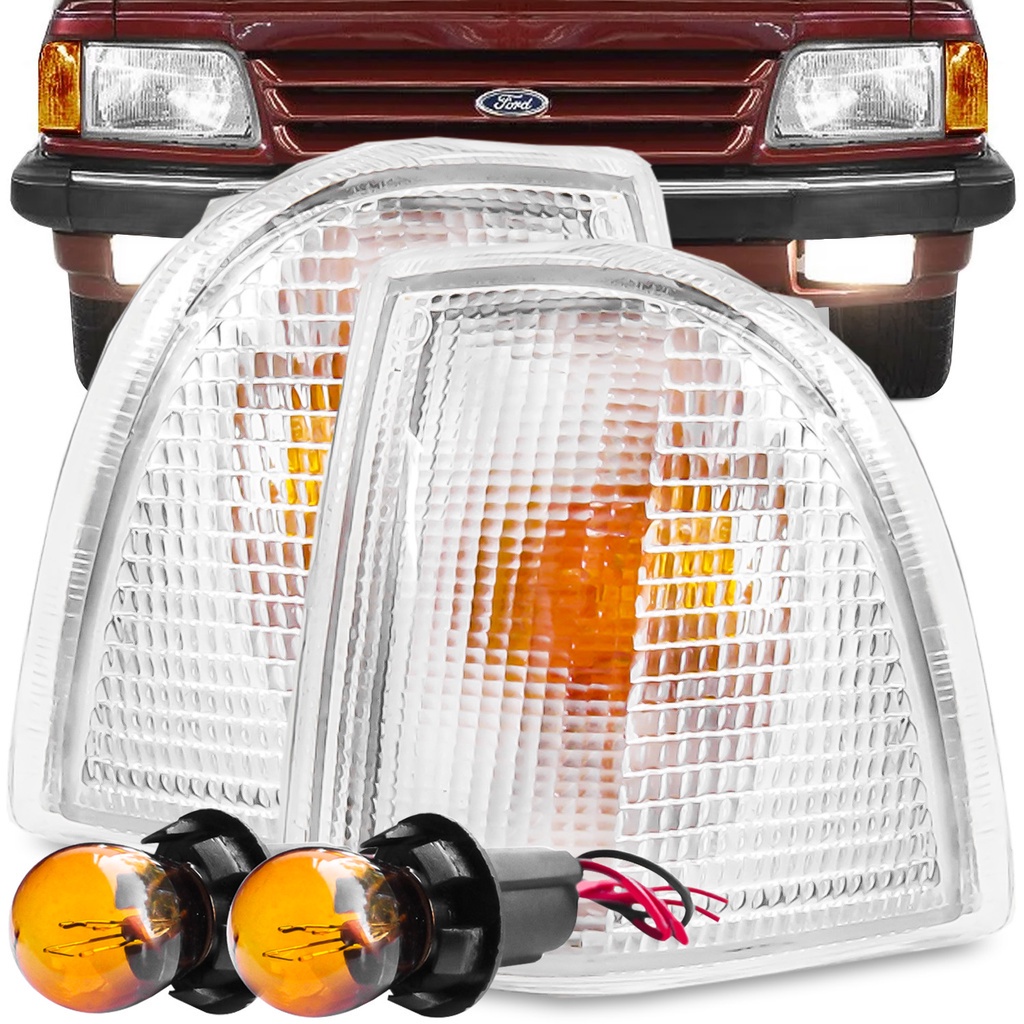 Kit Lanterna Pisca Del Rey Corcel 2 Belina Pampa 1985 A 1992 Cristal + Soquete Lampada 2 Polos Meia Luz Seta Conjugado