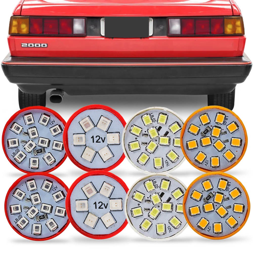 Kit 8 Lampadas de Led Para Lanterna Traseira Santana Quadrado 1985 1986 1987 1988 1989 1990