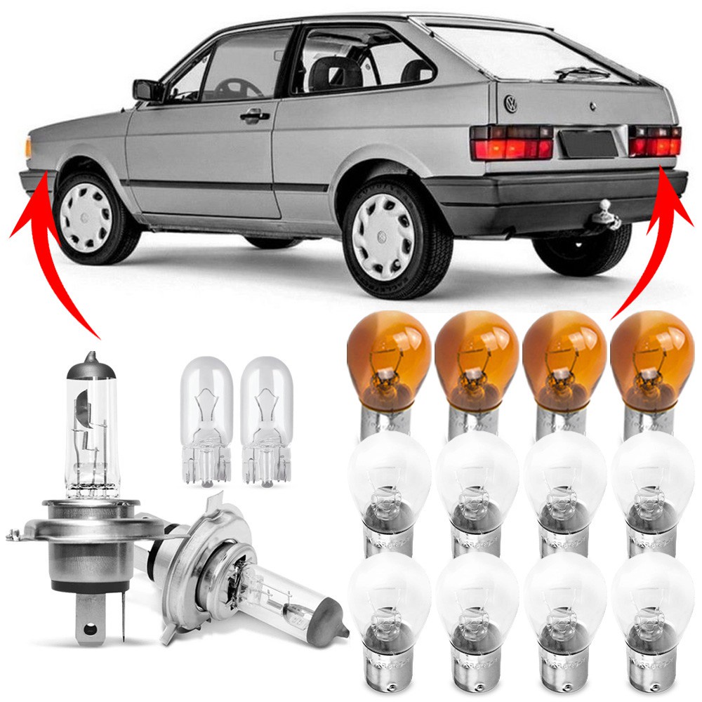 Kit Lampada Para Farol e Lanterna Traseira Gol Quadrado G1 1987 1988 1989 1990 1991 1992 1993 1994 Comum Halogena Jogo