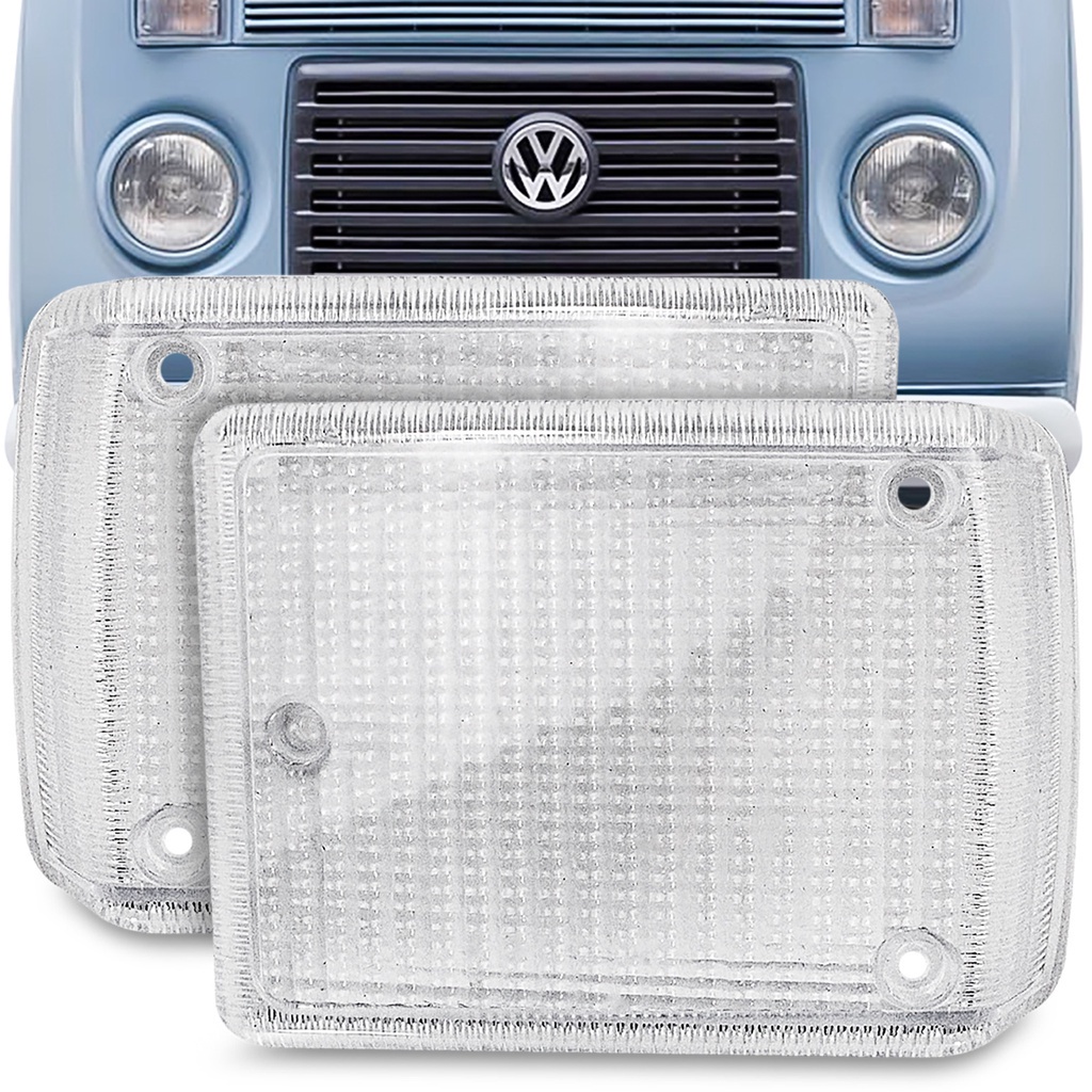 Par Lente da Lanterna Dianteira Kombi Clipper 1976 A 2014 Pisca Seta Cristal