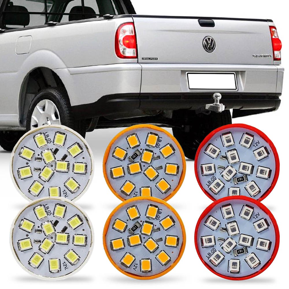 Kit 6 Lampadas de Led Para Lanterna Traseira Saveiro G4 2006 2007 2008 2009 2010